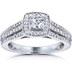 Kobelli Diamond Engagement Ring 1/2 Carat TDW Multirow Halo 14k White Gold