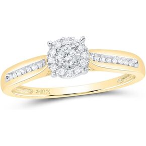 Jewels By Lux 10K Yellow Gold Round Diamond Solitaire Bridal Wedding Engagement Ring 1/6 Cttw