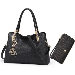 طقم حقيبة يد جلدية ومحفظة مكونة من قطعتين، وحقائب كتف للسيدات مع حقيبة يد نسائية in Kuwait