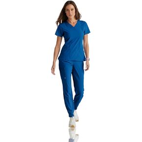 BARCO One Boost Scrub Set for Women - Sporty V-Neck Top, Eco-Friendly Fabric, 4-Way Stretch Women's Jogger Scrub Set