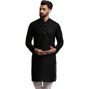 Sojanya (Since 1958, Men's Pure Cotton Chikankari ONLY Long Kurta