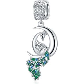 LONAGO Blue Jay/Peacock/Parrot/Flamingo Charm 925 Sterling Silver Dangle Bird Bead Fit Bracelet Our Love Never Dies Gifts for Women Mom