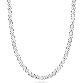 Miabella Italian 925 Sterling Silver Handmade 6mm Bead Ball Strand Chain Necklace for Women, Made in Italy