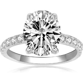 الصلبة 14K الذهب الأبيض 3CT مركز المويسانتي D-E-F اللون البيضاوي قطع خواتم الخطبة للنساء مويسانيتي مختبر نمت خلق الماس 14K الذهب الحقيقي المجوهرات هدية لخواتم وعد الذكرى السنوية مع شهادة