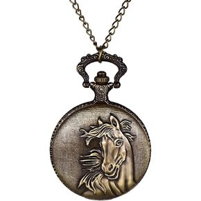 ساعة جيب لانكاردو للرجال والنساء، بتصميم كلاسيكي برونزي لطيف على شكل حصان غزال، حافظة مزخرفة بأرقام عربية، ساعة جيب كوارتز تناظرية مع سلسلة لعيد الأب in Kuwait