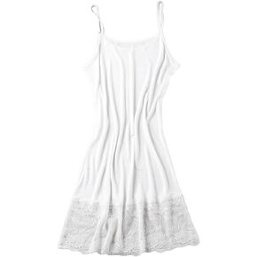 WaiYeeHei Womens Silk Blend Full Slip Cami Spaghetti Strap Under Dress Floral Lace Hem Underskirt Sleepwear Nightgown