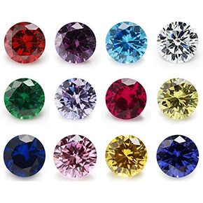12pcs 10mm Birthday Stone 1pcs Per Colors Round Loose Cubic Zirconia Stones Synthetic Ruby 5# Synthetic Spinel 113# (10mm)