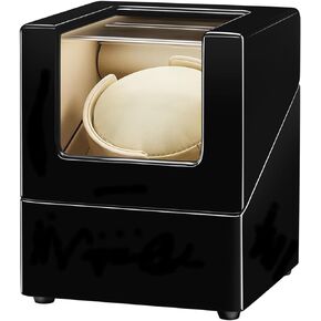 JQUEEN Watch Winder, Single Watch Winders for Automatic Watches with Quiet Motor, Powered by AC Adapter or Battery 4 Modes for Man and Women Watches