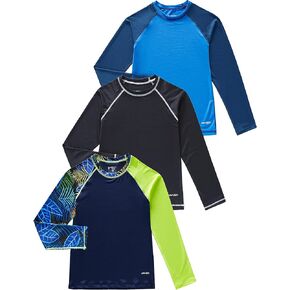 Liberty Pro 3-Pack Boys' Long Sleeve UPF 50+ Rashguard UV Swim Shirts