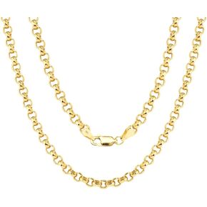 Nuragold 10k Yellow Gold 4mm Rolo Circle Cable Round Link Chain Pendant Necklace, Mens Jewelry Lobster Clasp 18" 20" 22" 24" 26"