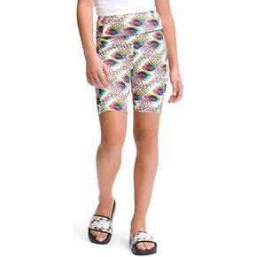 THE NORTH FACE Girls' Never Stop Bike Short, TNF White Half Dome Glitch Print, Medium