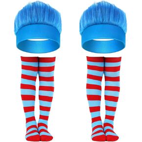 Matiniy 2 Set Kids World Book Day Thing Costume Accessories Include Hairy Headbands and Striped Knee Socks in Kuwait