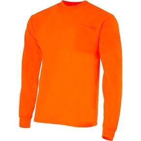 JORESTECH Safety Bright Visibility Long Sleeve Work T Shirt with Chest Pocket, Moisture Wicking Fabric