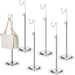 Therwen 6 Pcs Purse Display Stands Handbag Display Stand Purse Stands for Display Single Hook Display Stand Adjustable Height Handbag Display Holder for Home Boutique Store Counter Retail (Black)