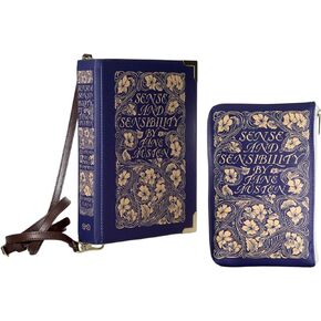 Well Read Sense and Sensibility Large Book Themed Handbag and Clutch Purse Bundle