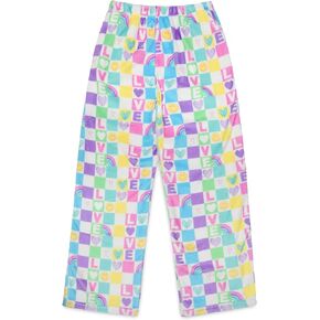 iscream Big Girls Silky Soft Plush Fleece Pants - Hearts & Flowers Collection