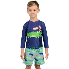 INGEAR Boys' Sun Shirt Rash Guard and Swim Shorts Combo Sun Protective Clothing Set Bathing Suit Set for Boys