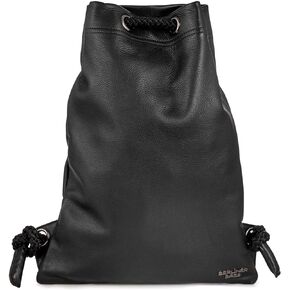 BERLINER BAGS Vintage Leather Backpack Gym Bag, Drawstring Sports Bag for Men and Women - Brown