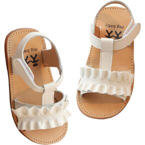 DADAWEN Girl's Summer Beach Water Sandals Soft Sole T-Strap Flat Sandal (Toddler/Little Kid)