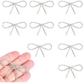 10PCS Women Brooches Pins, Bowknot Brooch Pin for Shawl Dress Scarf Hats, Rhinestone Bow Brooches Fashion Jewelry Accessories Christmas Gifts for Daily Wear Parties Weddings, 5.5x2.8cm