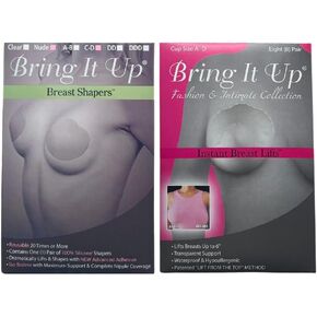 Bring It Up Bundle of Breast Shaper Size CD Nude & Breast Lift Boob Tape Size A-D - Hypoallergenic Push Up Sticky Bra & Breast Lifters Bundle