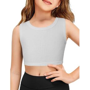 Bingerlily Girls Cute Crop Tops Sleeveless Crew Neck Camis Shirts Casual Tanks for 4-13 Years