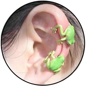 Frog Ear Cuff Earrings for Women Vintage Green Frog Wrap Crawler Earrings Cute No Piercing Animal Cuff Earrings for Women Girls Jewelry