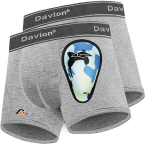 Davion 2-Pack Boys Underwear with Soft Protective Athletic Cup Youth Briefs for Football, Baseball, Lacrosse