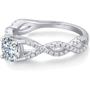 2CT Moisssanite Engagement Rings for Women Sterling Silver Round Wedding Ring for Women Twisting Infinity Promise Ring