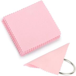 JFFX 30 Pcs Jewelry Cleaning Cloth, Pink Polishing Clean Cloth Individually Wrapped for Sterling Silver Gold Platinum Brass, 3.15 x 3.15 inches