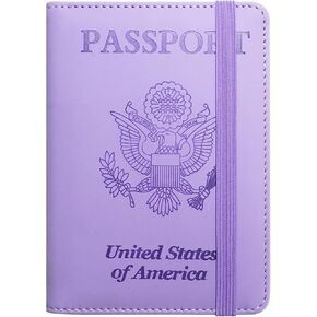 Mymazn Passport Holder, RFID Blocking Passport Cover Wallet Case with Elastic Strap, Faux Leather Passport Card Holder, Cute Travel Essentials for Women Men Family, Brick Red