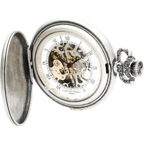 Charles-Hubert, Paris 3921 Classic Collection Antique Silver Plated Brass Mechanical Pocket Watch