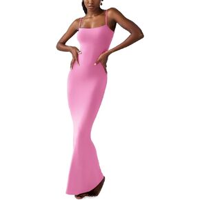 Womens Full Slips Dress Ribbed Knit Under Dress Casual Solid Sleeveless Bodycon Maxi Dress