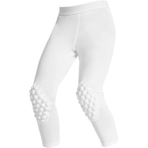 STONEKISS Youth Capri Leggings with Knee Pads and Butt Pad, Kids 3/4 Compression Tights with Knee and Butt Protection