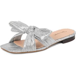 MUCCCUTE Women's Bow Flat Sandals Mule for Women Flats Square Open Toe Slip-On Slide Sandals in Kuwait