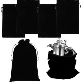 حقيبة حافظة فضية من تاكباك، 4 قطع أكياس تخزين فضية مضادة للتشويه، أكياس قماش قماشية مقاس 9 × 12 بوصة لحماية اللوحة الفضية والمجوهرات والأواني الفضية وسوار الساعة وأدوات المائدة من البقع والصدأ الباهت in Kuwait