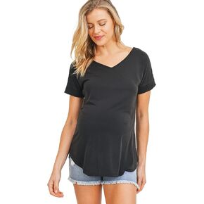 Women's Casual Open Back V Neck Maternity Top