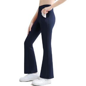 Girls Flare Leggings Sport Yoga Pants V Cross High Waisted Bootcut Wide Leg Workout Bell Bottoms Dance Athletic Pants