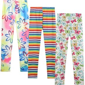 TXJ Sports Leggings for Girls, Fashing Printing Girls Leggings,Soft Kids Pants,3-Pack