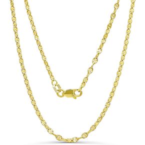 JEWELHEART 14K Real Gold Hammered Mariner Chain - 2mm Twisted Anchor Link Chain - Dainty Diamond Cut Yellow Gold Pendant Chain Necklace For Women with Lobster Clasp 16" 18" 20" 22" 24"