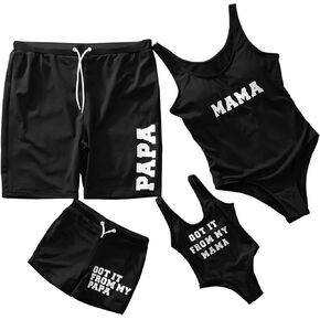 IFFEI Mommy and Me Matching Swimwear One Piece Mother Daughter Monokini Bathing Beach Wear Boys: 8-9 Years Black