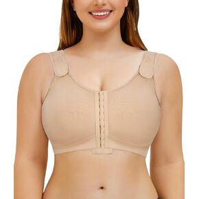 BRABIC Front Closure Compression Everyday Bra for Women Post Surgery Support with Adjustable Straps Wirefree