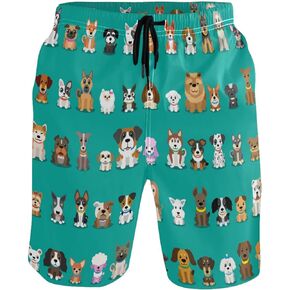 visesunny Men's Beach Short Cool Dog Puppy Animal Hot Summer Swim Trunks Sports Running Bathing Suits