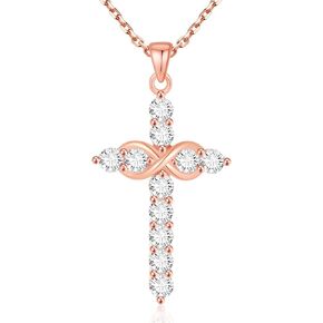 OKISIL Cross Necklace for Women, 925 Sterling Silver Infinity Jewelry, 18K Gold Plated Necklaces for Women with 5A CZ Diamond, Christian Baptism Anniversary Birthday Mothers Day Gifts for Women Wife Girl Mom