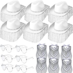 18 قطعة حجر الراين العروس قبعة راعية البقر وراعية البقر العازبة عصابات مجموعة بلينغ الماس هامش قبعة رعاة البقر للنساء in Kuwait