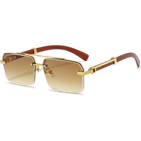 JOVAKIT Trendy Square Sunglasses for Men Women Semi Rimless Frame Shades 90s Vintage Retro Sun Glasses UV400 Protection