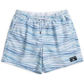 Shoals Seawash Swim Trunk - Waves, White and Blue, Small