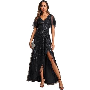 Ever-Pretty Women's Shimmery Sequins A-Line Side Slit Elegant Long Evening Dresses 02083