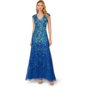 Adrianna Papell Women's Cap Sleeve Beaded Dress