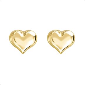 Lucchetta - 14 karat Puffed Heart Gold Stud Earrings | White or Yellow | 14K Stud for Womens Girls | Authentic Fine Jewelry from Italy